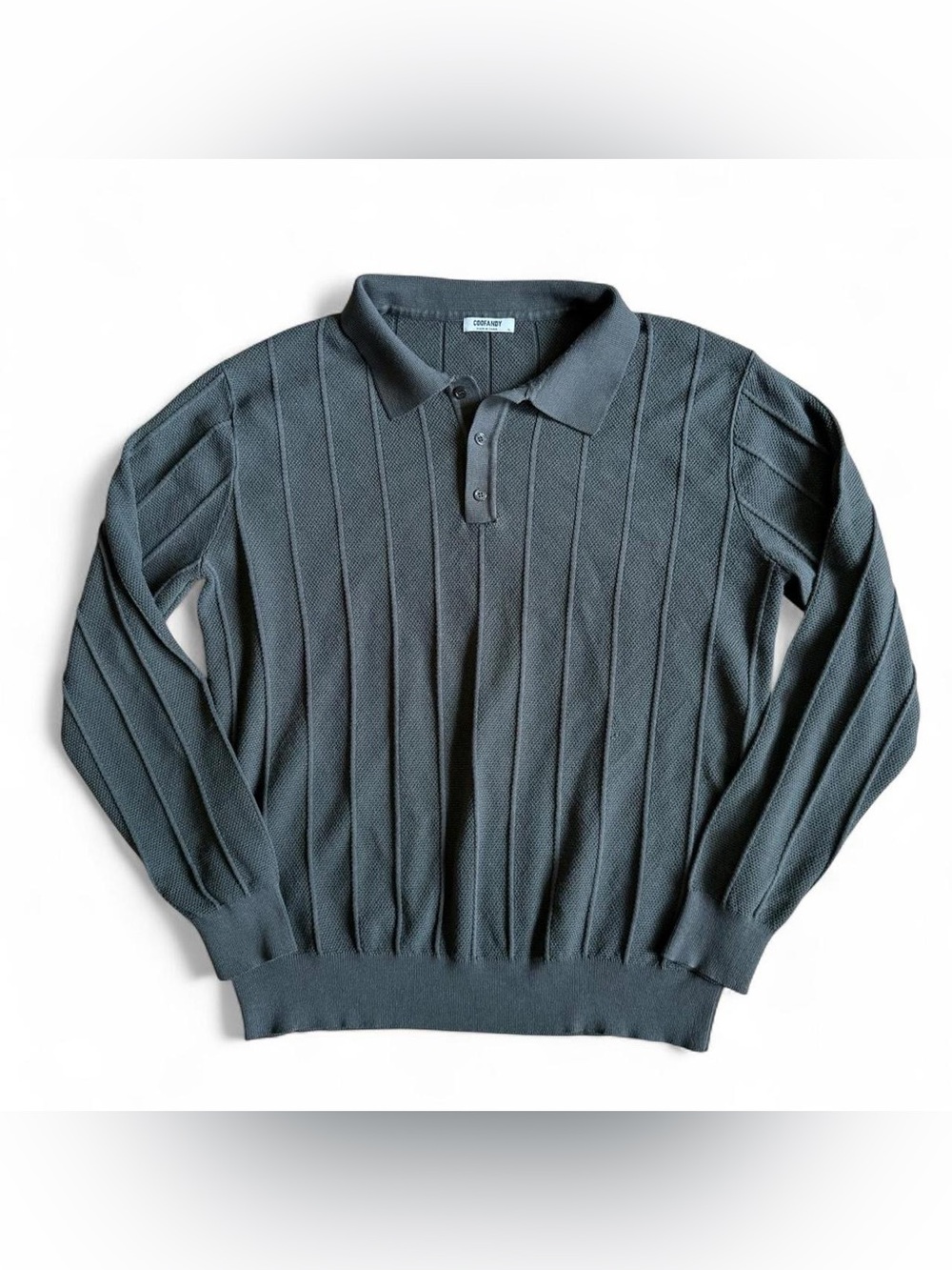 Men's Long Sleeve Polo Sweater - Olive Green